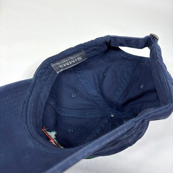 Simms Fishing Idaho Angler Blue Embroidered Trout Distressed Strapback Cap Hat - Picture 7 of 7